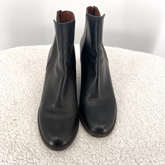 LUCKY BRAND Yolene Leather Boots Womens Size 9.5M Wedge Black Zipper Retro Boho - Picture 3 of 11